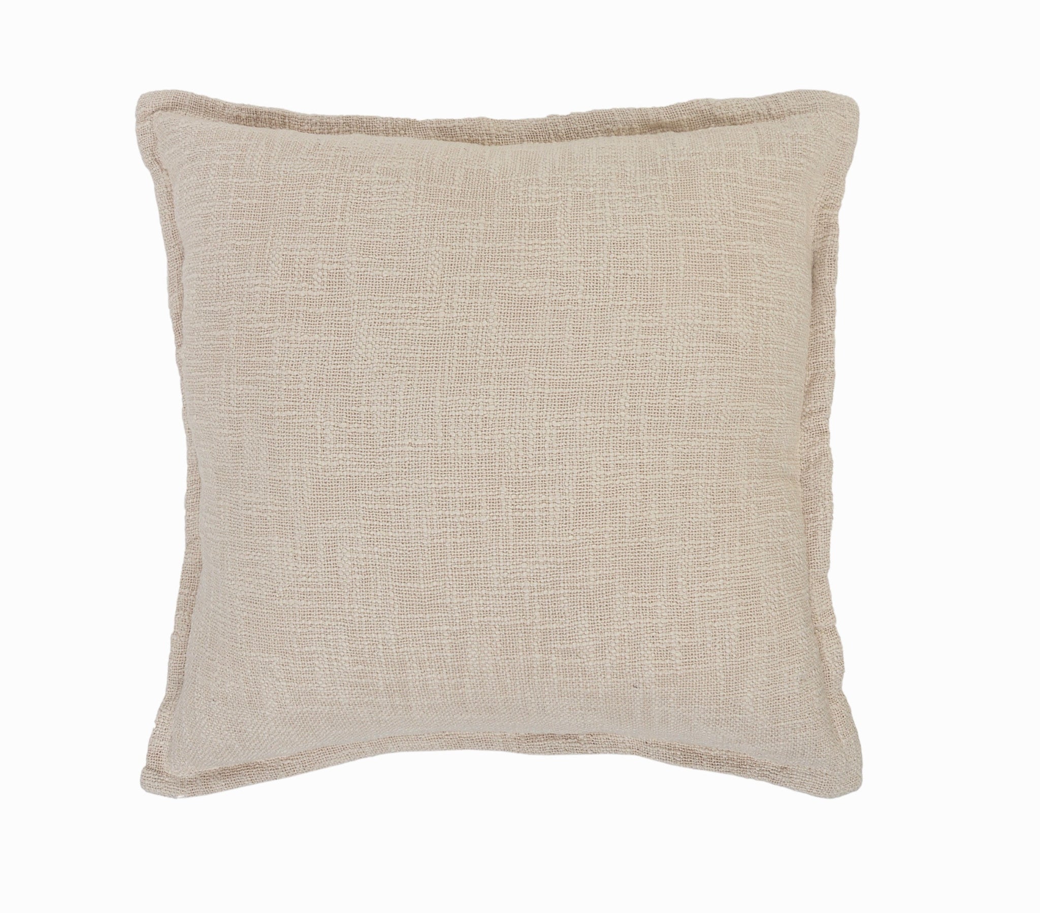 Set Of Two 20" X 20" Round Beige Round Solid Color Zippered 100% Cotton Throw Pillow