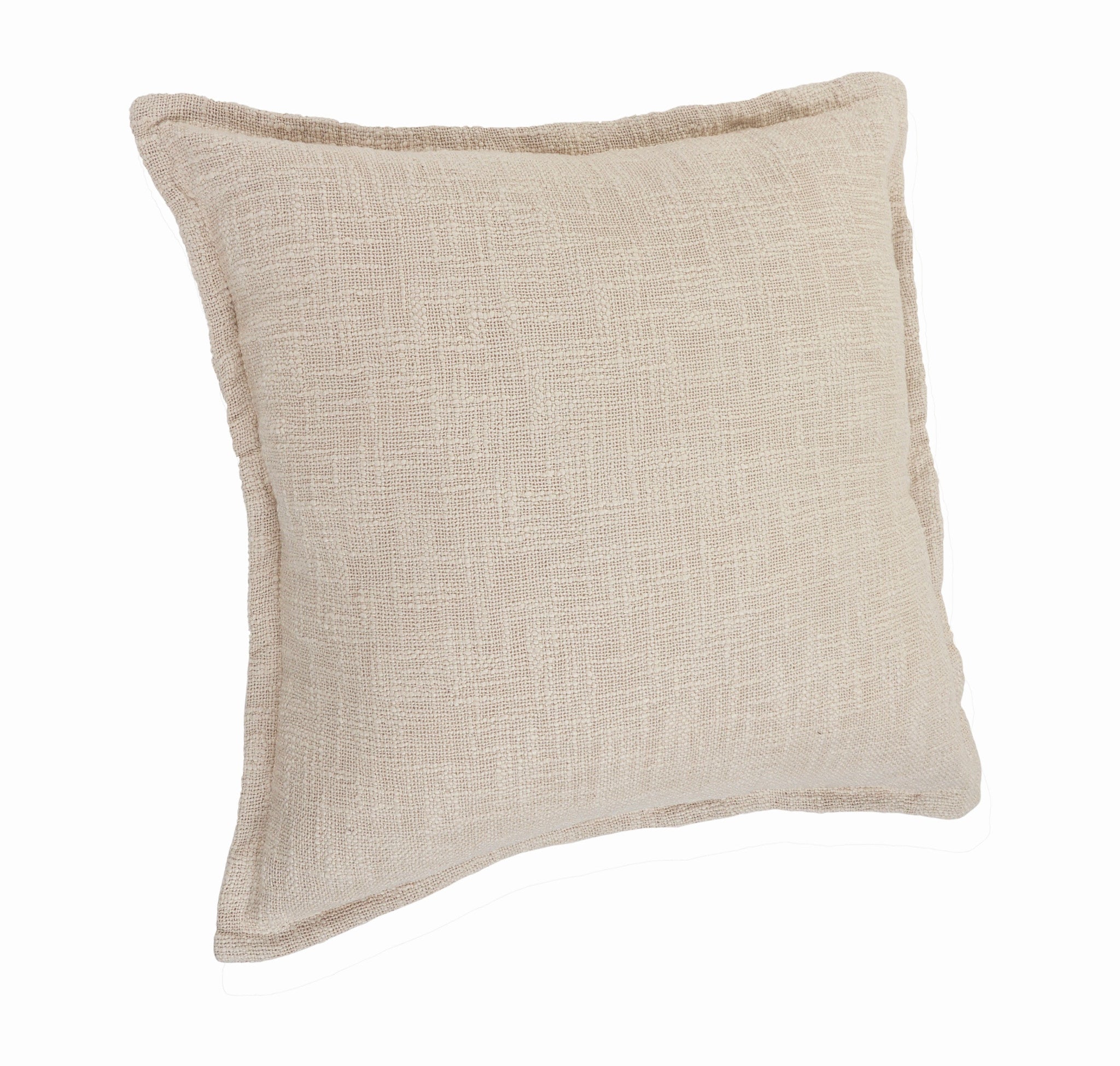Set Of Two 20" X 20" Round Beige Round Solid Color Zippered 100% Cotton Throw Pillow