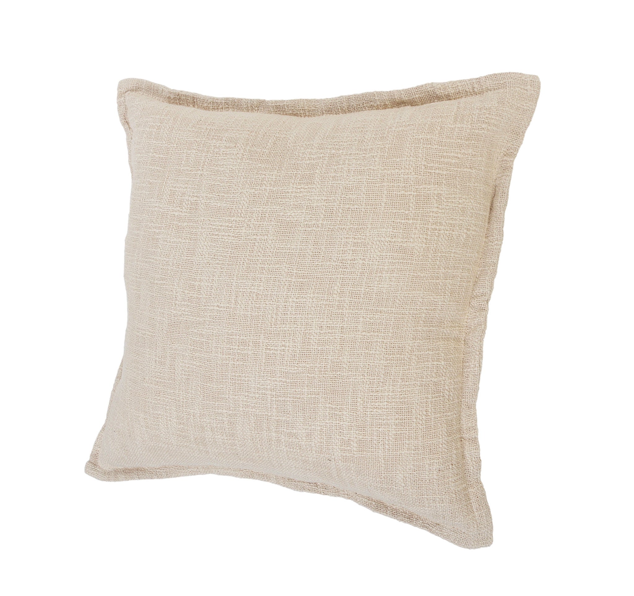 Set Of Two 20" X 20" Round Beige Round Solid Color Zippered 100% Cotton Throw Pillow