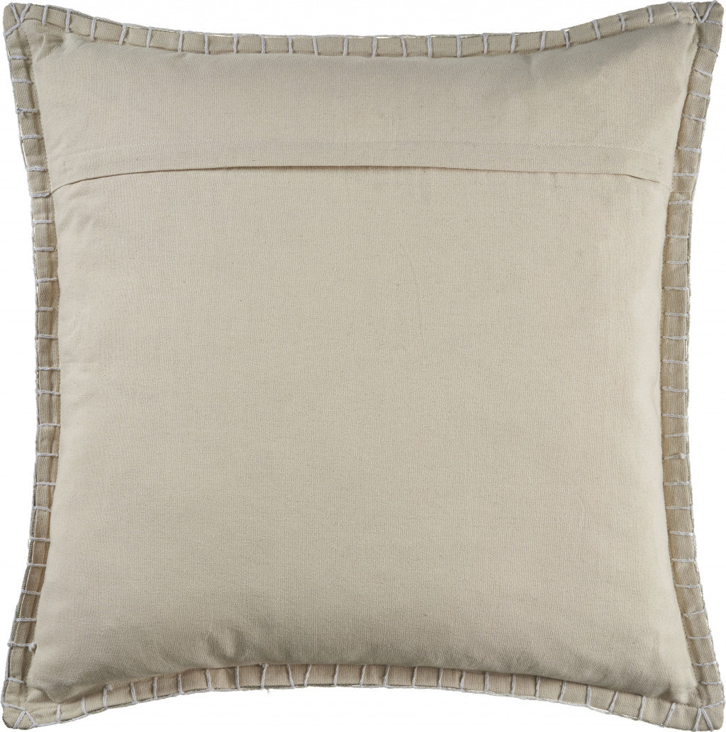 Tan Solid Color Zippered 100% Cotton Throw Pillow Set Of Two 24" X 24"