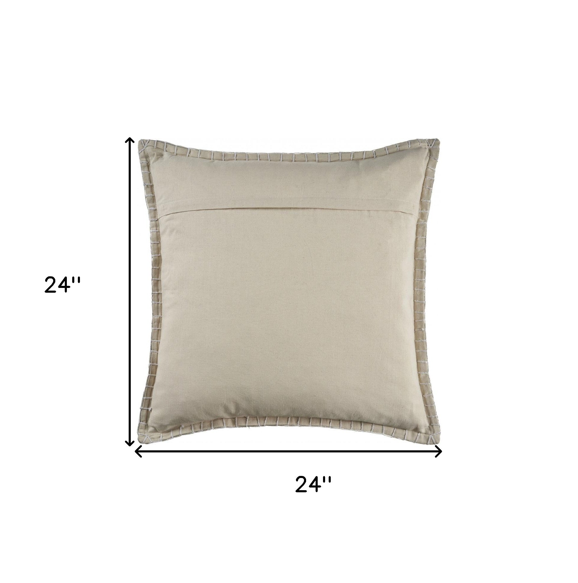 Tan Solid Color Zippered 100% Cotton Throw Pillow Set Of Two 24" X 24"