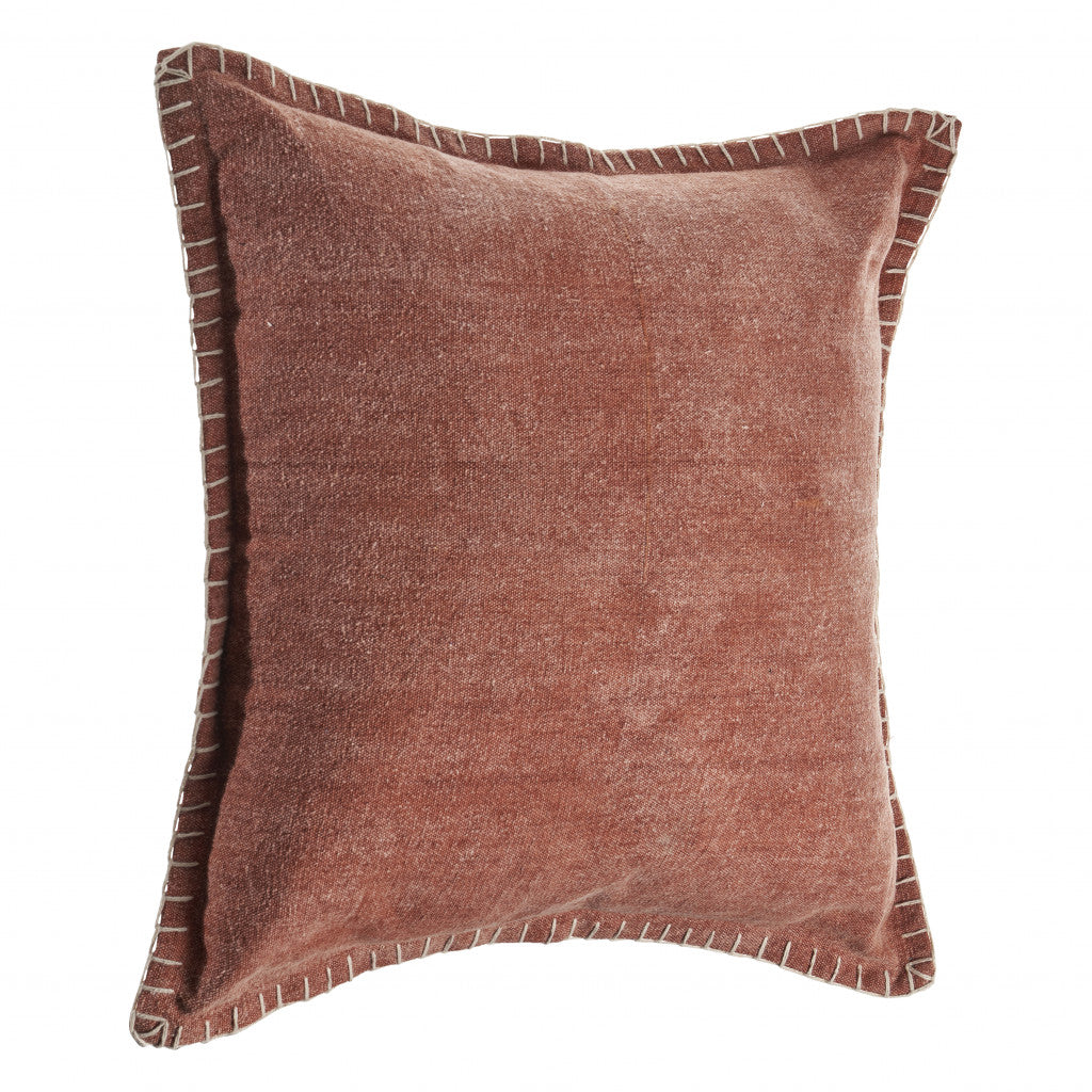 Tan Solid Color Zippered 100% Cotton Throw Pillow Set Of Two 24" X 24"