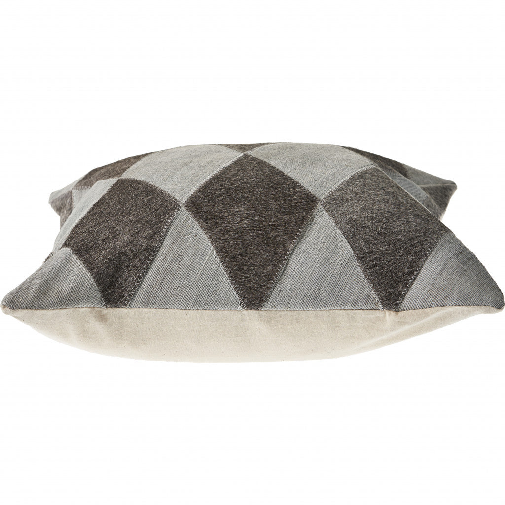 Set Of Two 20" X 20" Brown Geometric Zippered 100% Wool Throw Pillow