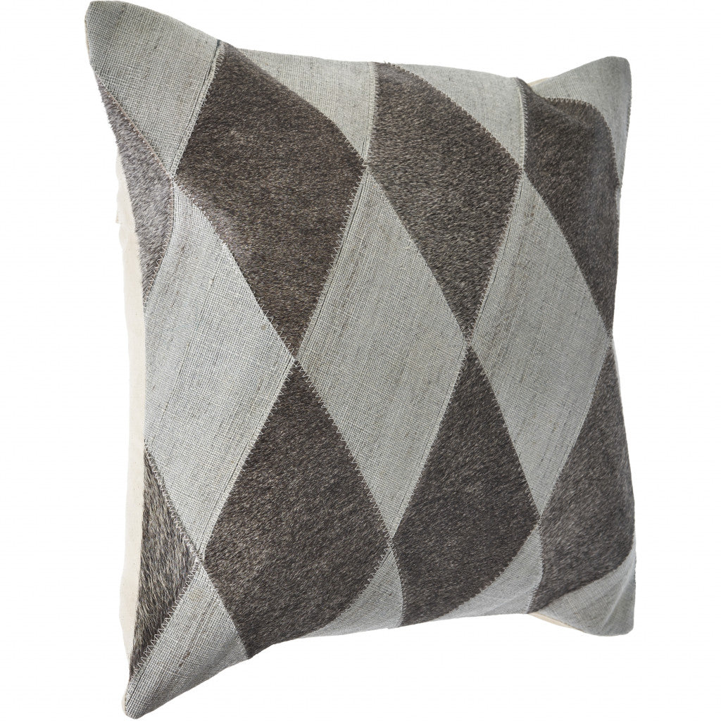 Set Of Two 20" X 20" Brown Geometric Zippered 100% Wool Throw Pillow