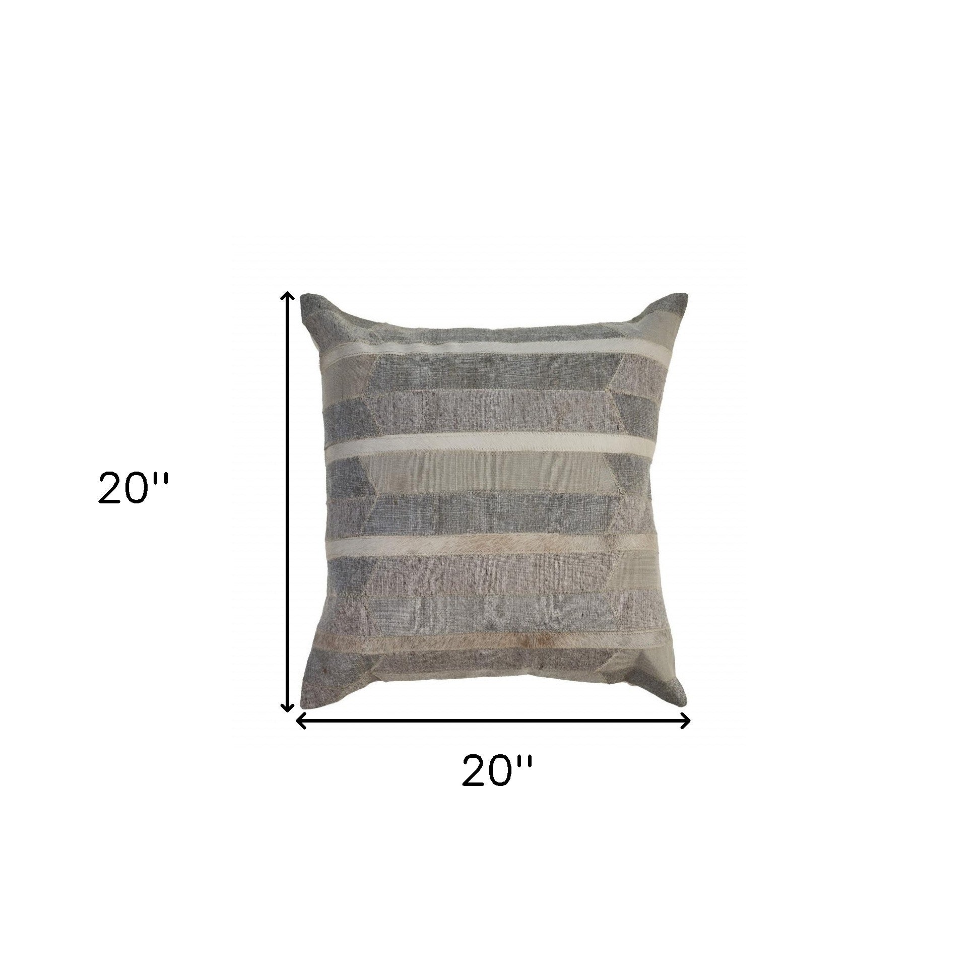 Set Of Two 20" X 20" Gray Striped Zippered 100% Wool Throw Pillow