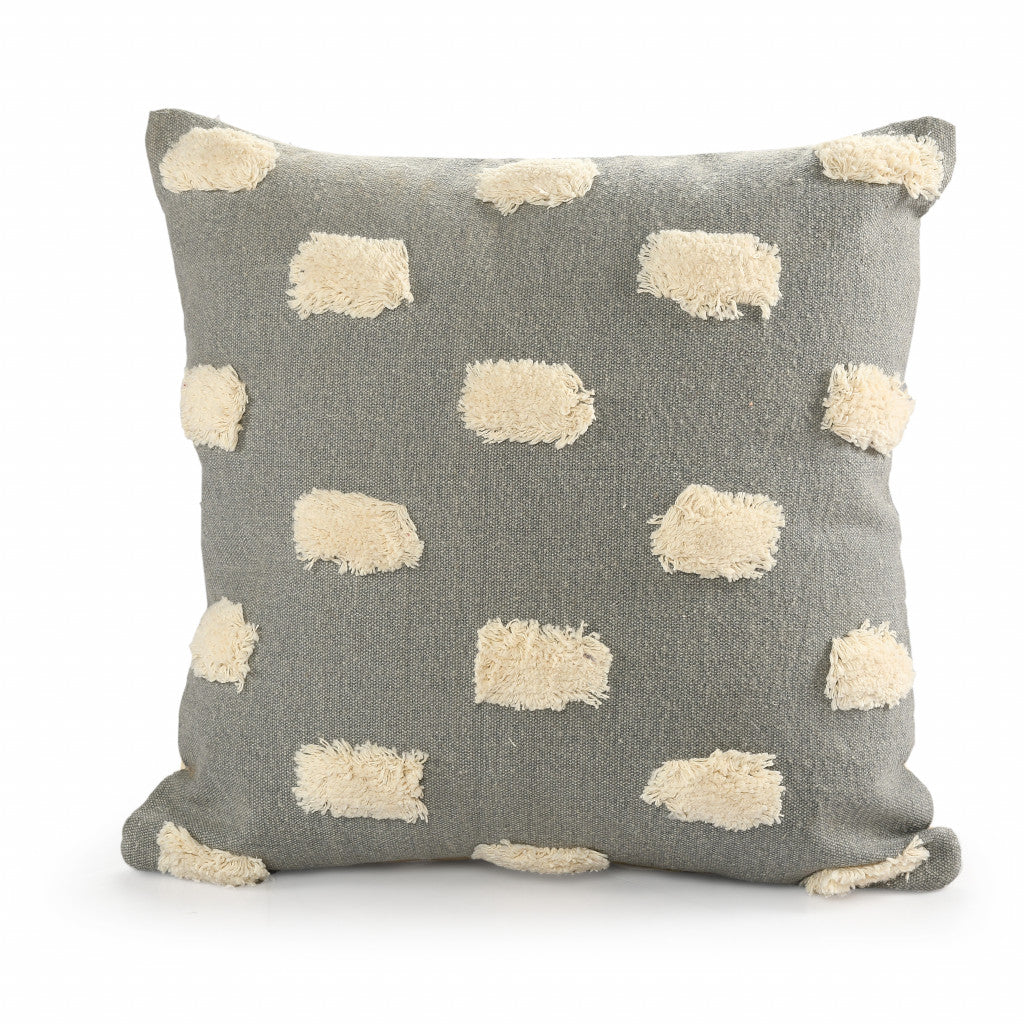 Gray Zippered 100% Cotton Throw Pillow Set Of Two - 20" x 20"