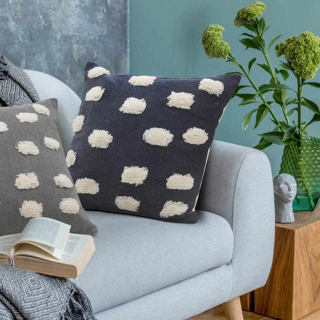 Gray Zippered 100% Cotton Throw Pillow Set Of Two - 20" x 20"