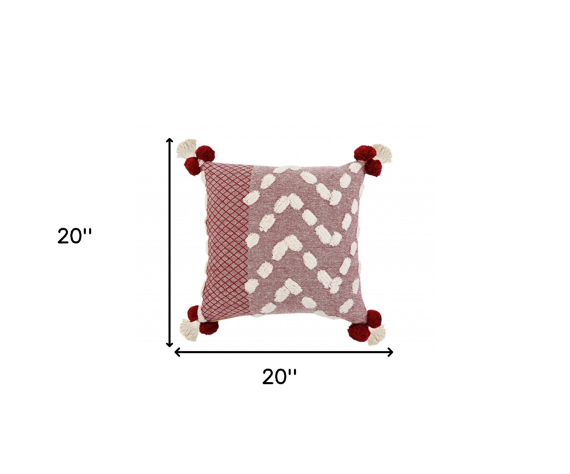 Red Geometric Zippered 100% Cotton Throw Pillow Set Of Two - 20" X 20"