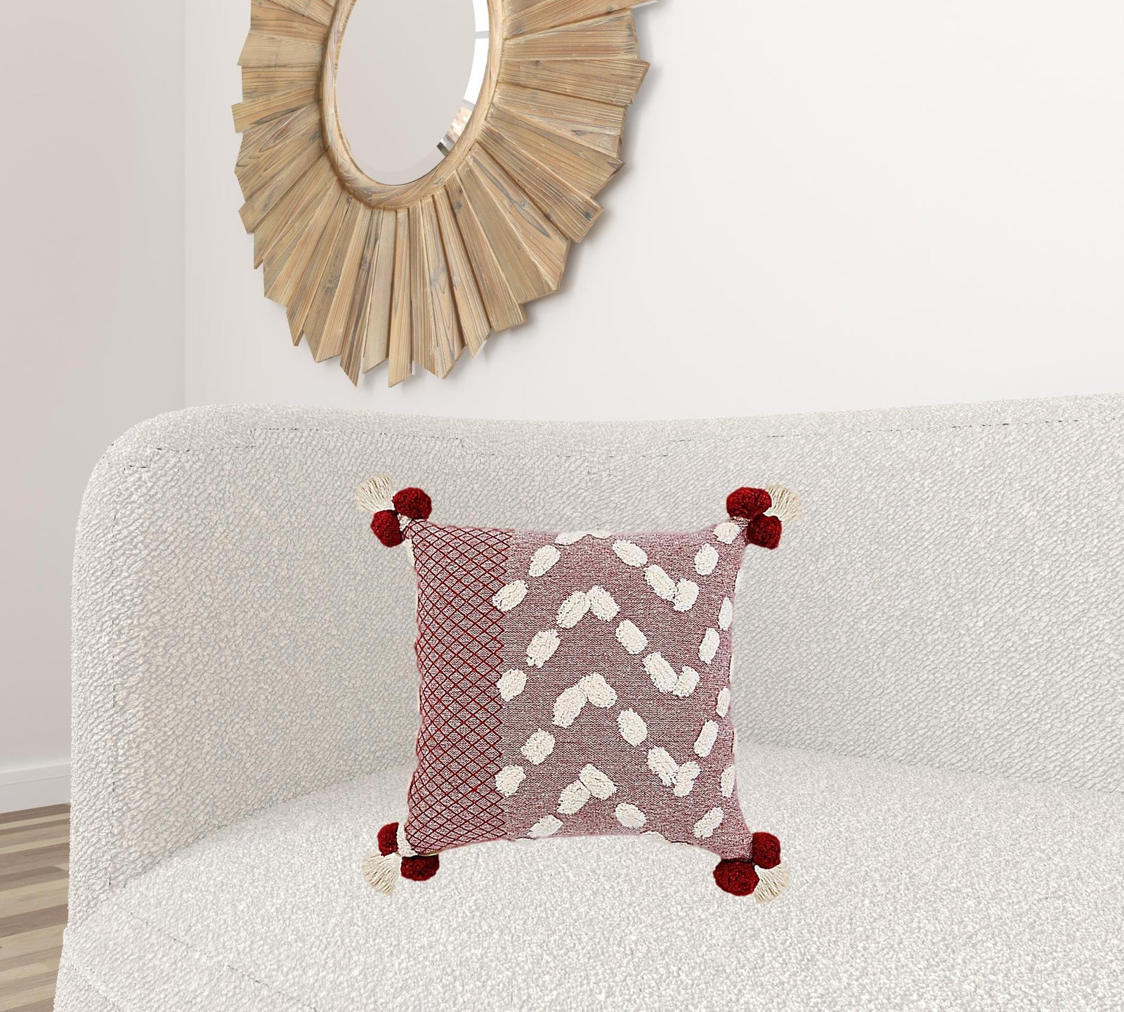 Red Geometric Zippered 100% Cotton Throw Pillow Set Of Two - 20" X 20"