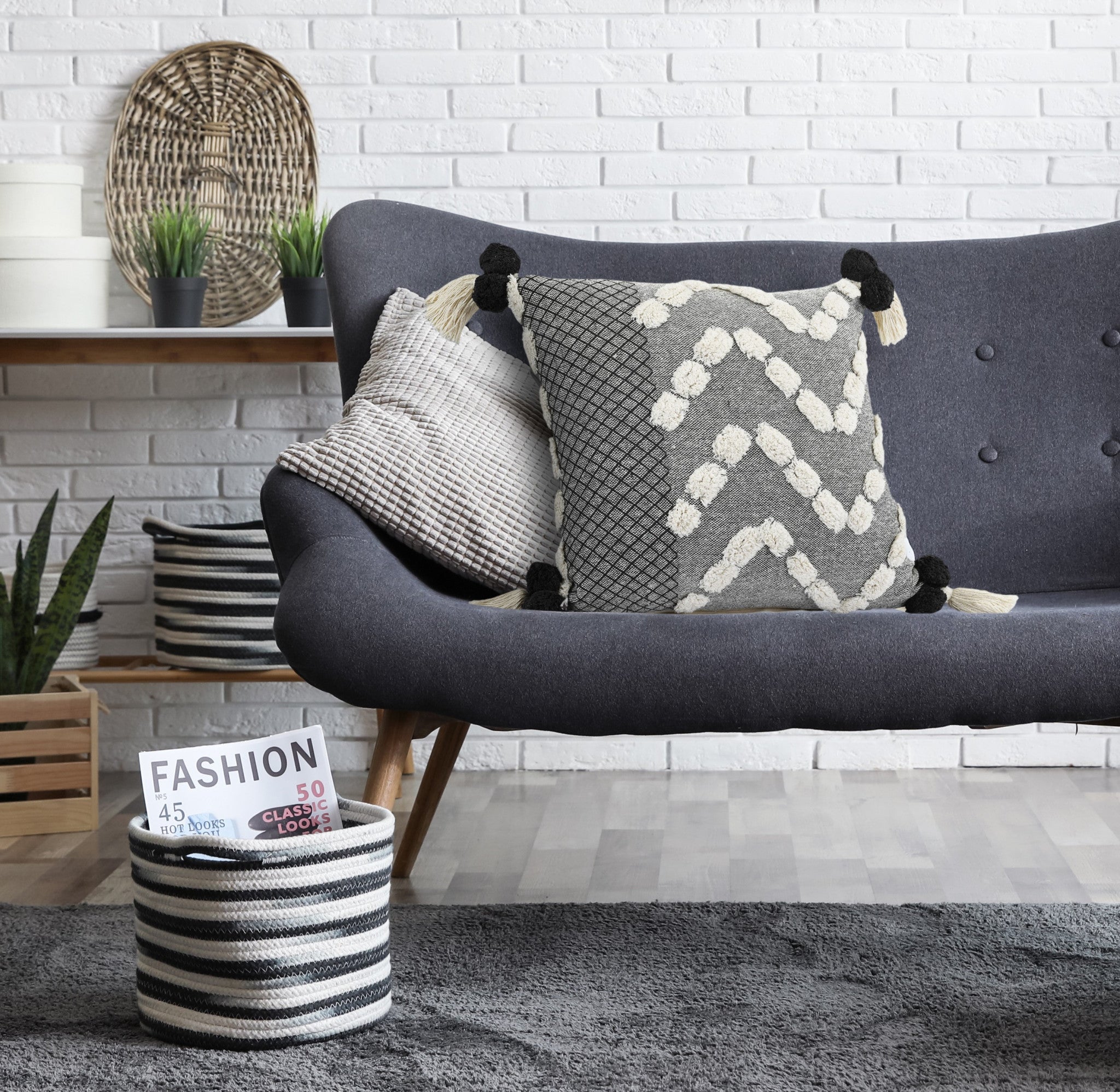 Red Geometric Zippered 100% Cotton Throw Pillow Set Of Two - 20" X 20"