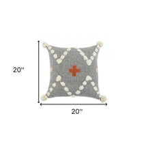 Gray Geometric Zippered 100% Cotton Throw Pillow Set Of Two - 20