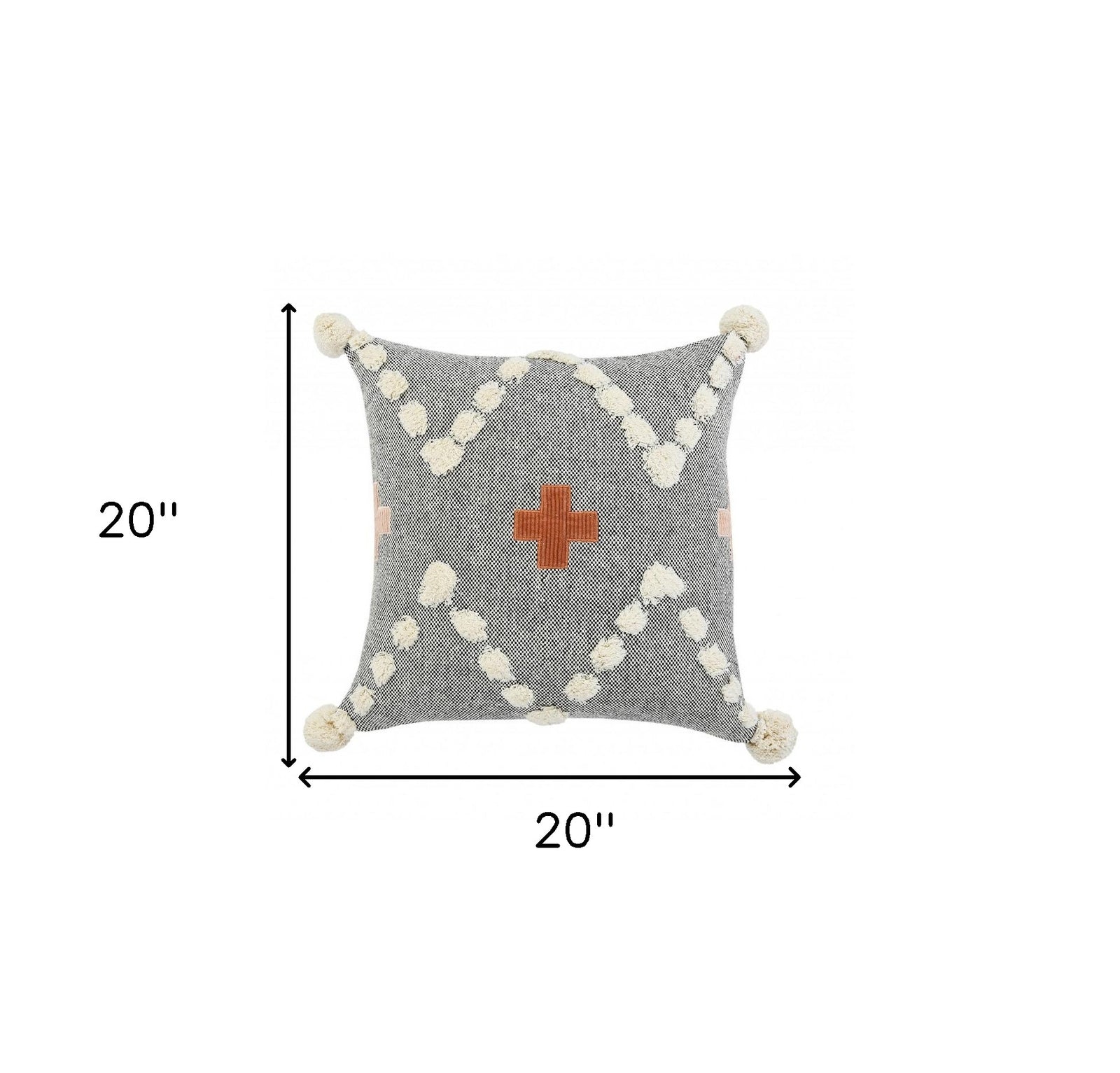 Gray Geometric Zippered 100% Cotton Throw Pillow Set Of Two - 20" x 20"