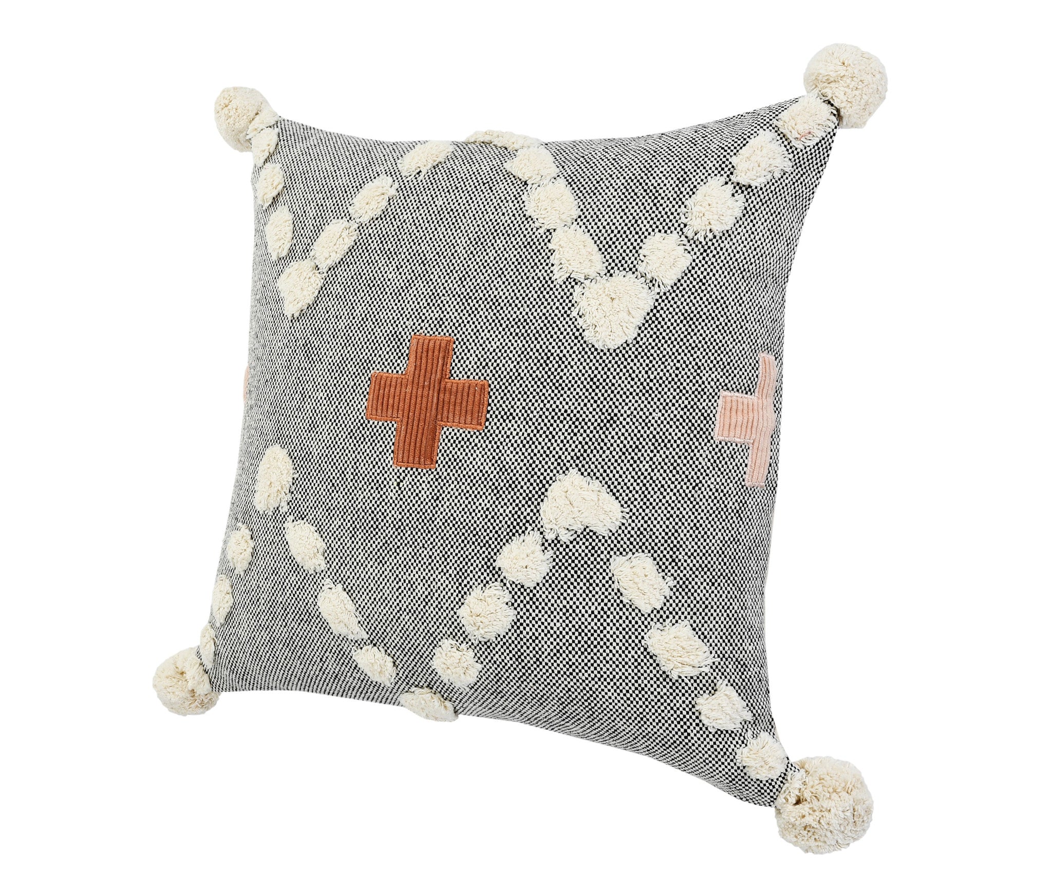 Gray Geometric Zippered 100% Cotton Throw Pillow Set Of Two - 20" x 20"