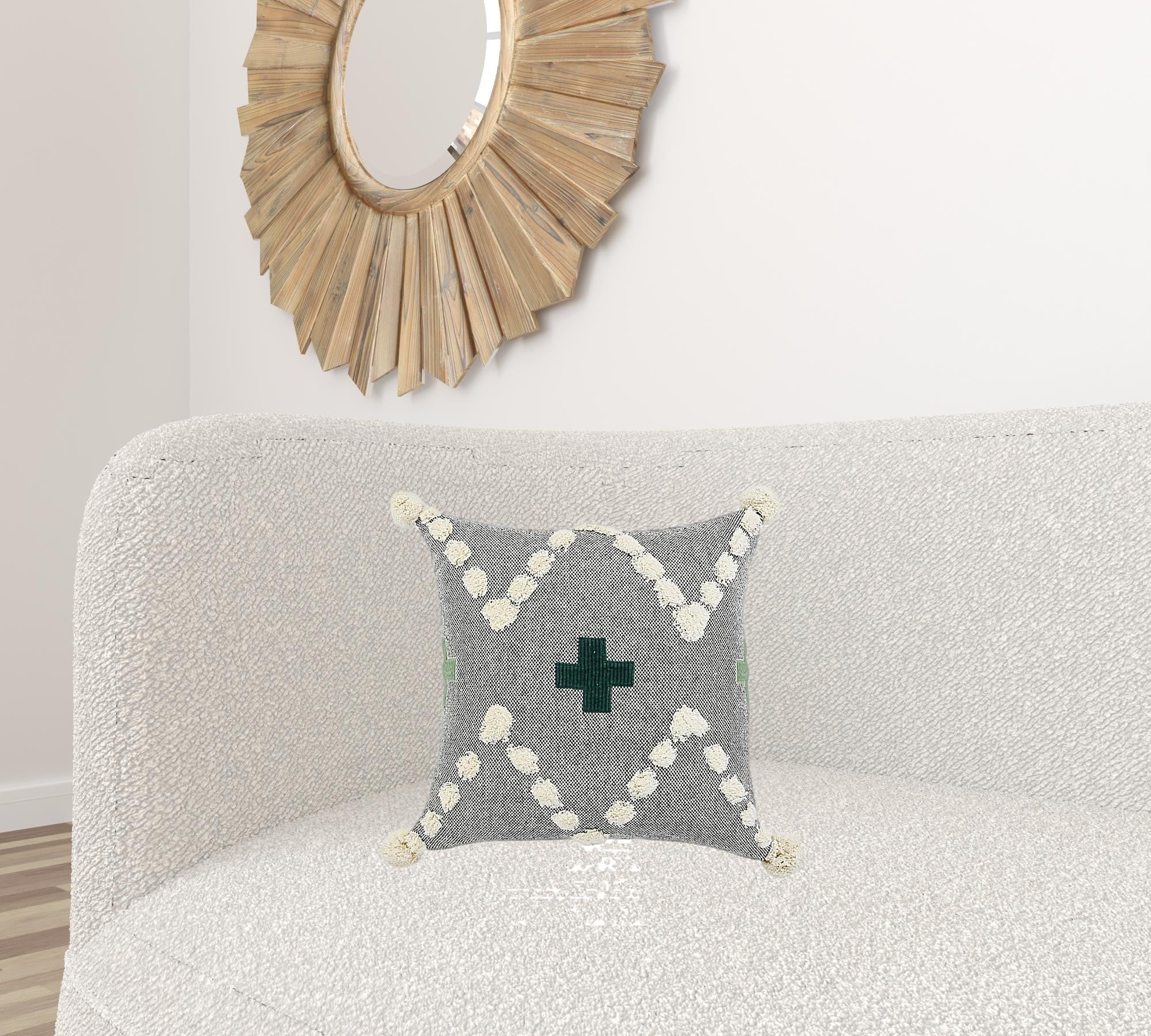 Gray Geometric Zippered 100% Cotton Throw Pillow Set Of Two - 20" x 20"