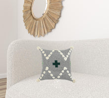 Gray Geometric Zippered 100% Cotton Throw Pillow Set Of Two - 20