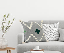 Gray Geometric Zippered 100% Cotton Throw Pillow Set Of Two - 20