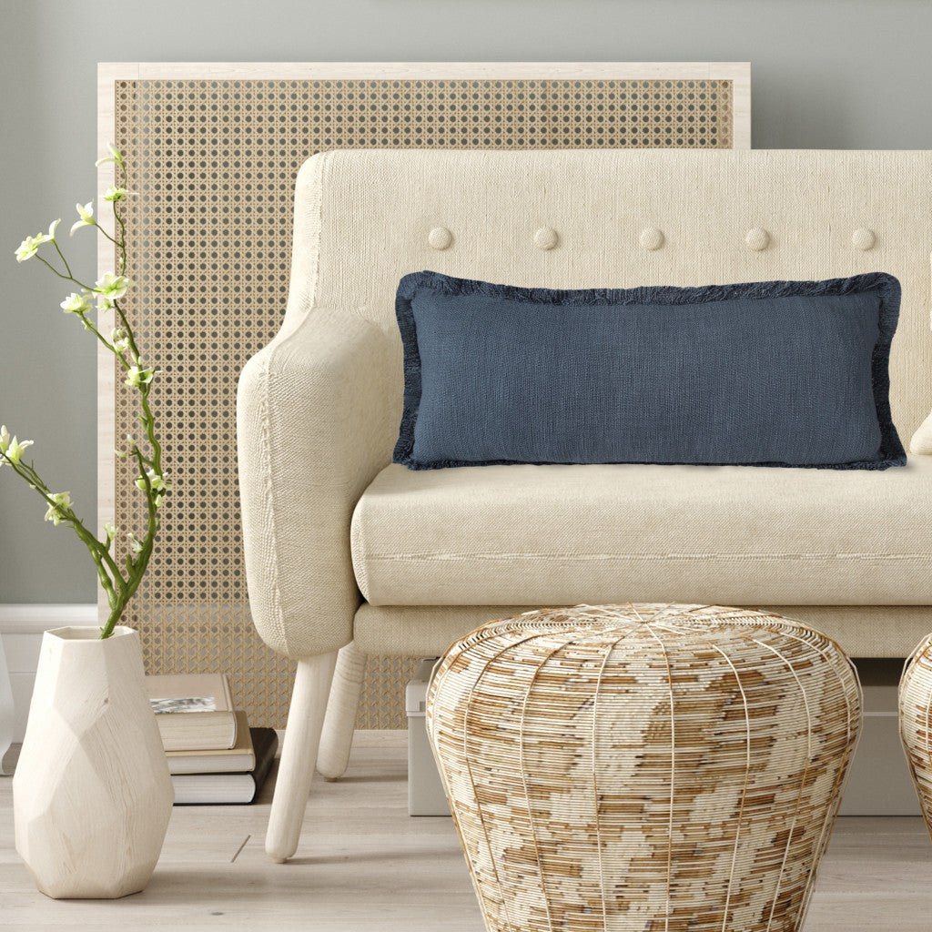 Juego de dos cojines de 100 % algodón con cremallera abstracta azul - 20" x 20"