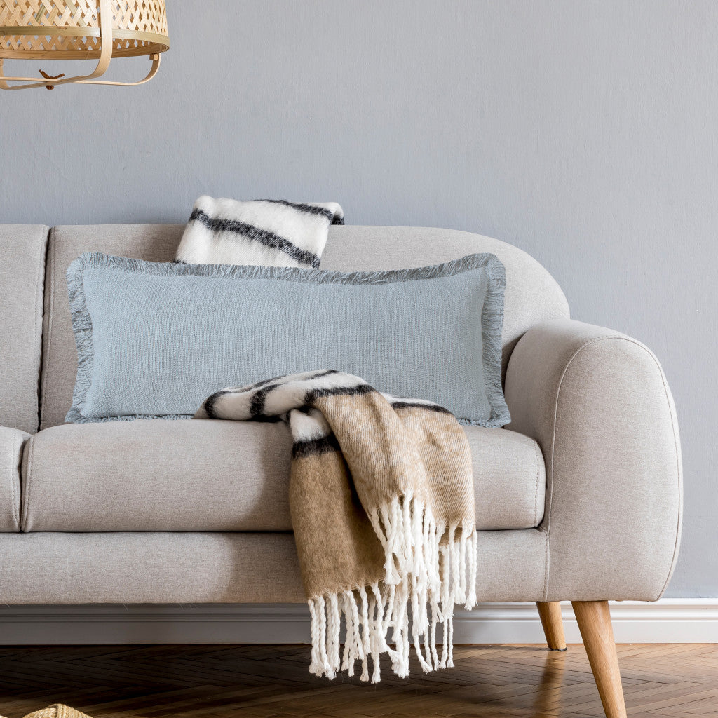 Juego de dos cojines de 100 % algodón con cremallera abstracta azul - 20" x 20"