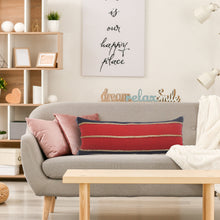 兩個裝 24 英寸 X 24 英寸紅色條紋拉鍊 100% 純棉抱枕