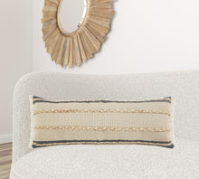 Juego de dos cojines de yute con cremallera y rayas negras - 24