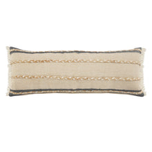 Juego de dos cojines de yute con cremallera y rayas negras - 24