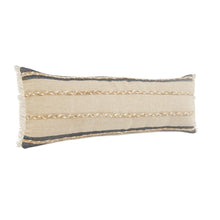 Juego de dos cojines de yute con cremallera y rayas negras - 24