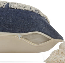 Juego de dos cojines de algodón 100% con cremallera azul de 20