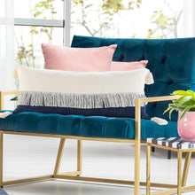 Juego de dos cojines de algodón 100% con cremallera azul de 20