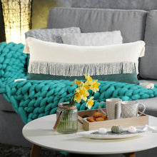 Juego de dos cojines de algodón 100% con cremallera azul de 20