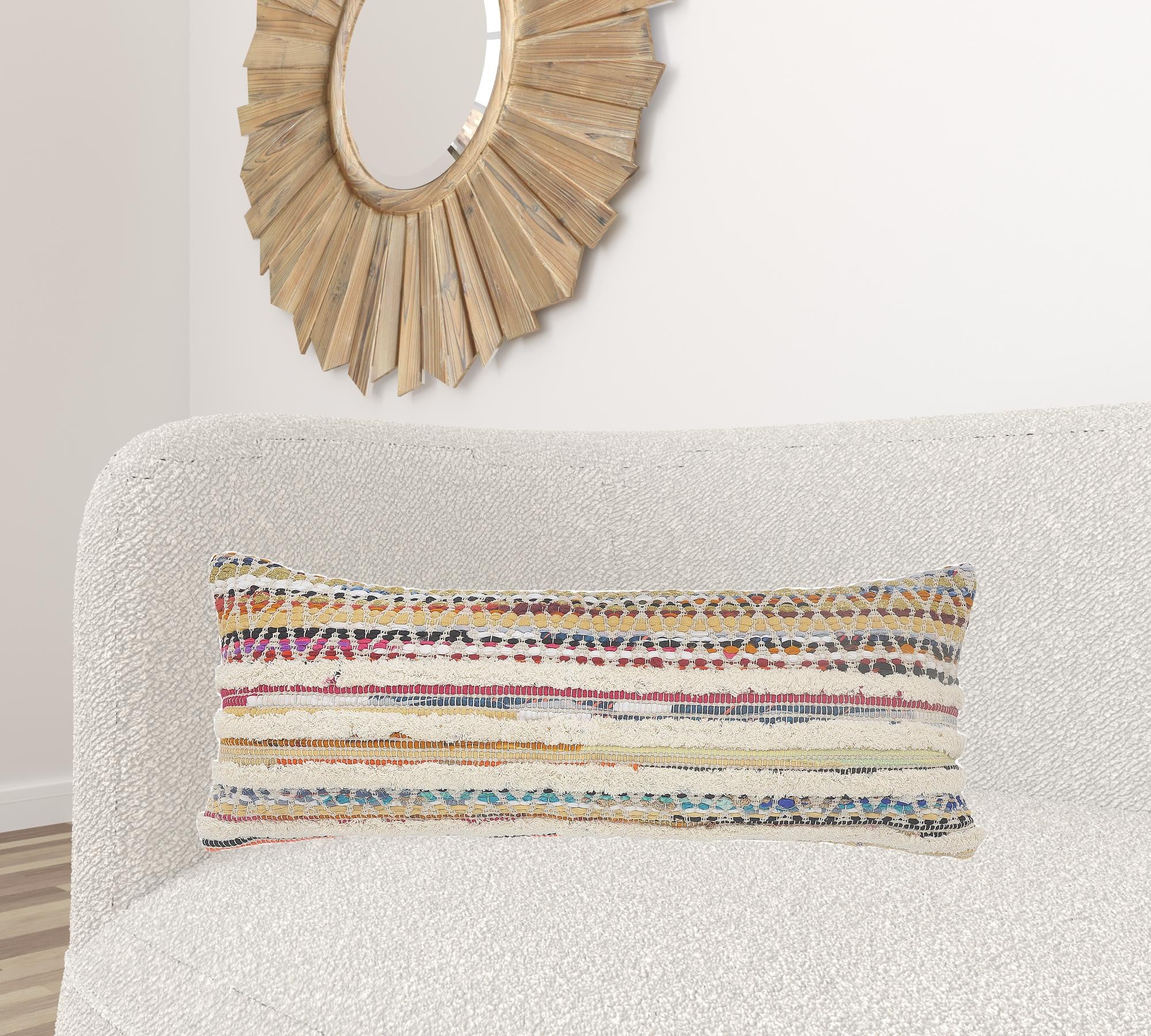 Set Of Two 18" X 18" Multicolored Striped Zippered 100% Cotton Throw Pillow