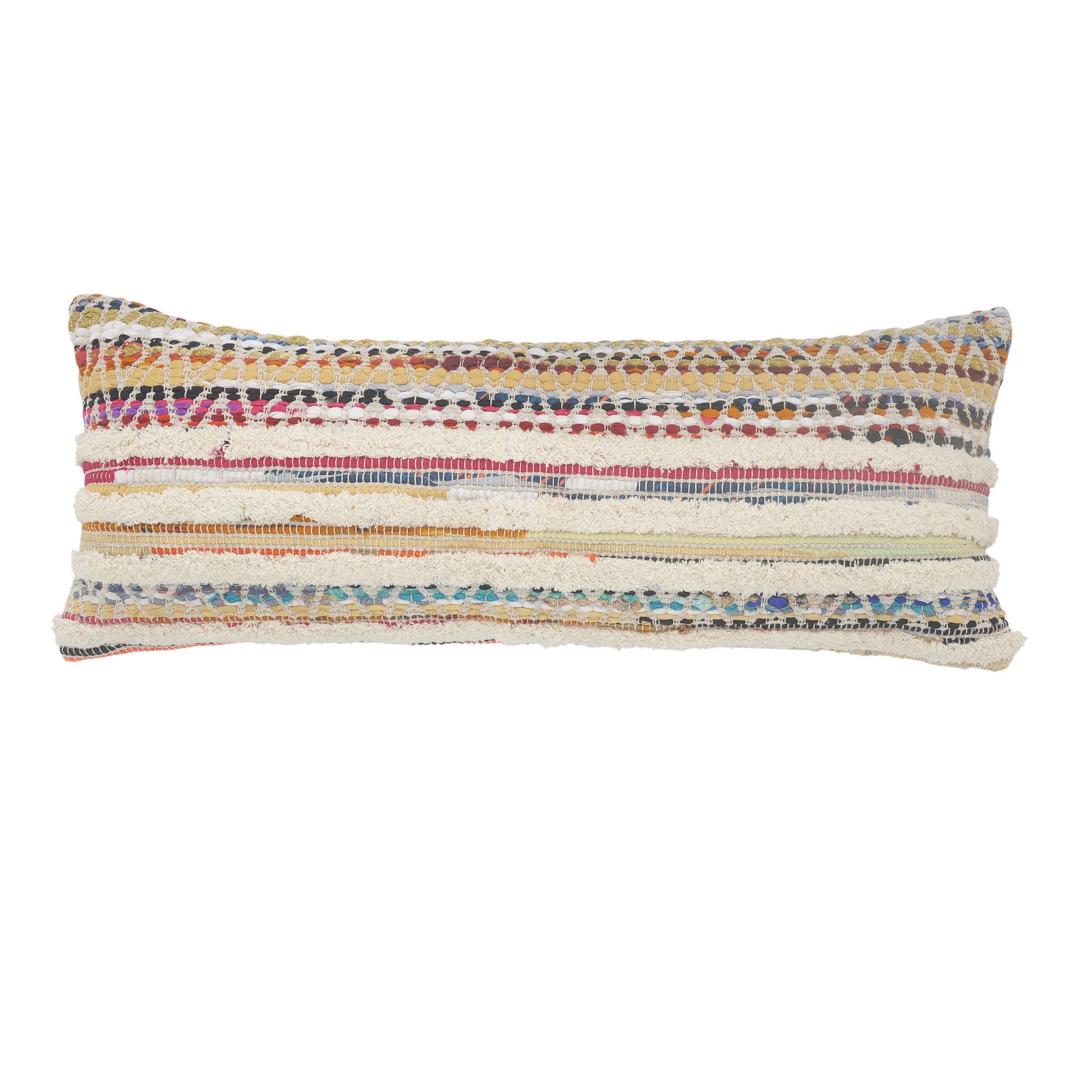 Set Of Two 18" X 18" Multicolored Striped Zippered 100% Cotton Throw Pillow