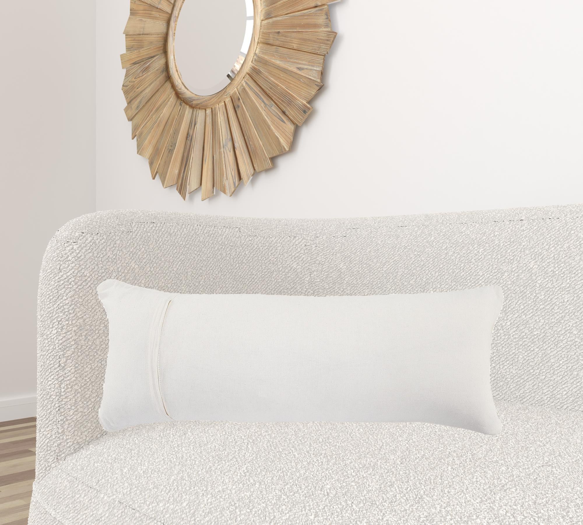 Set Of Two 14" X 36" White Geometric Zippered Polyester Throw Pillow