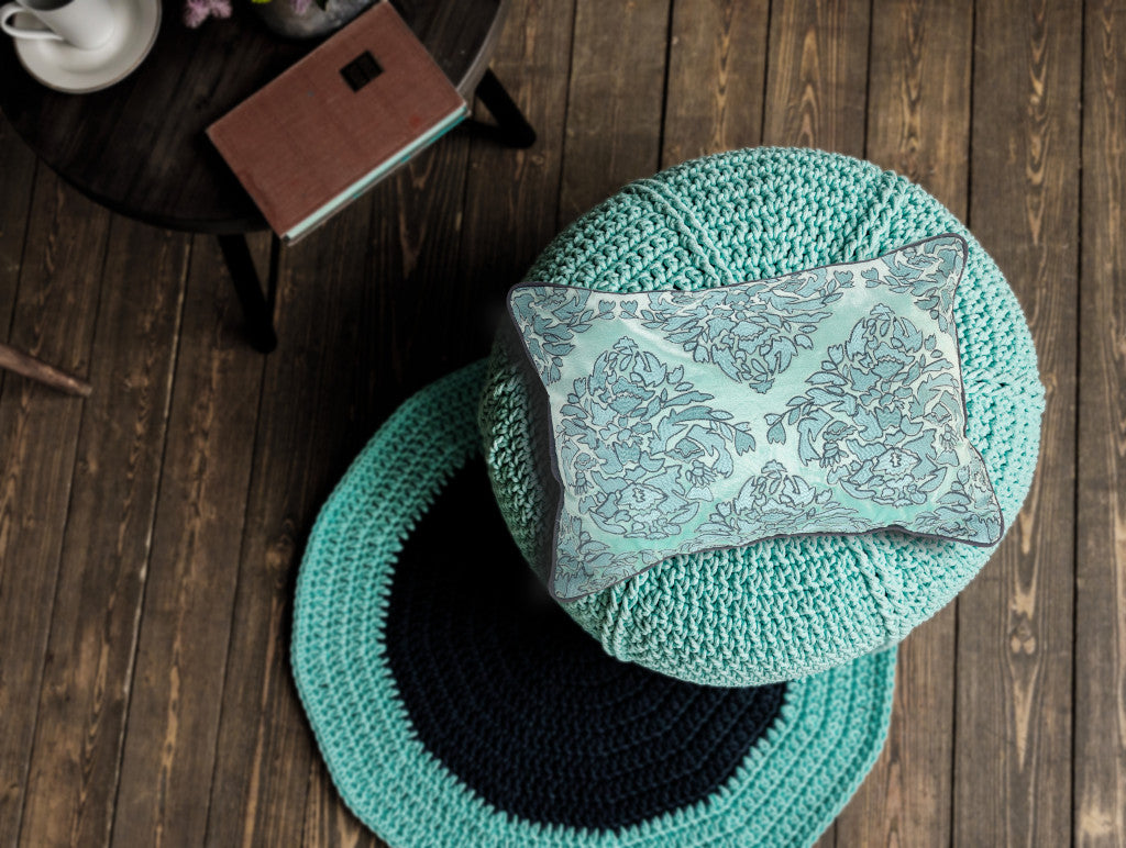 兩個裝 14 英寸 X 20 英寸藍色抽象拉鍊 100% 純棉抱枕