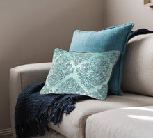 兩個裝 14 英寸 X 20 英寸藍色抽象拉鍊 100% 純棉抱枕