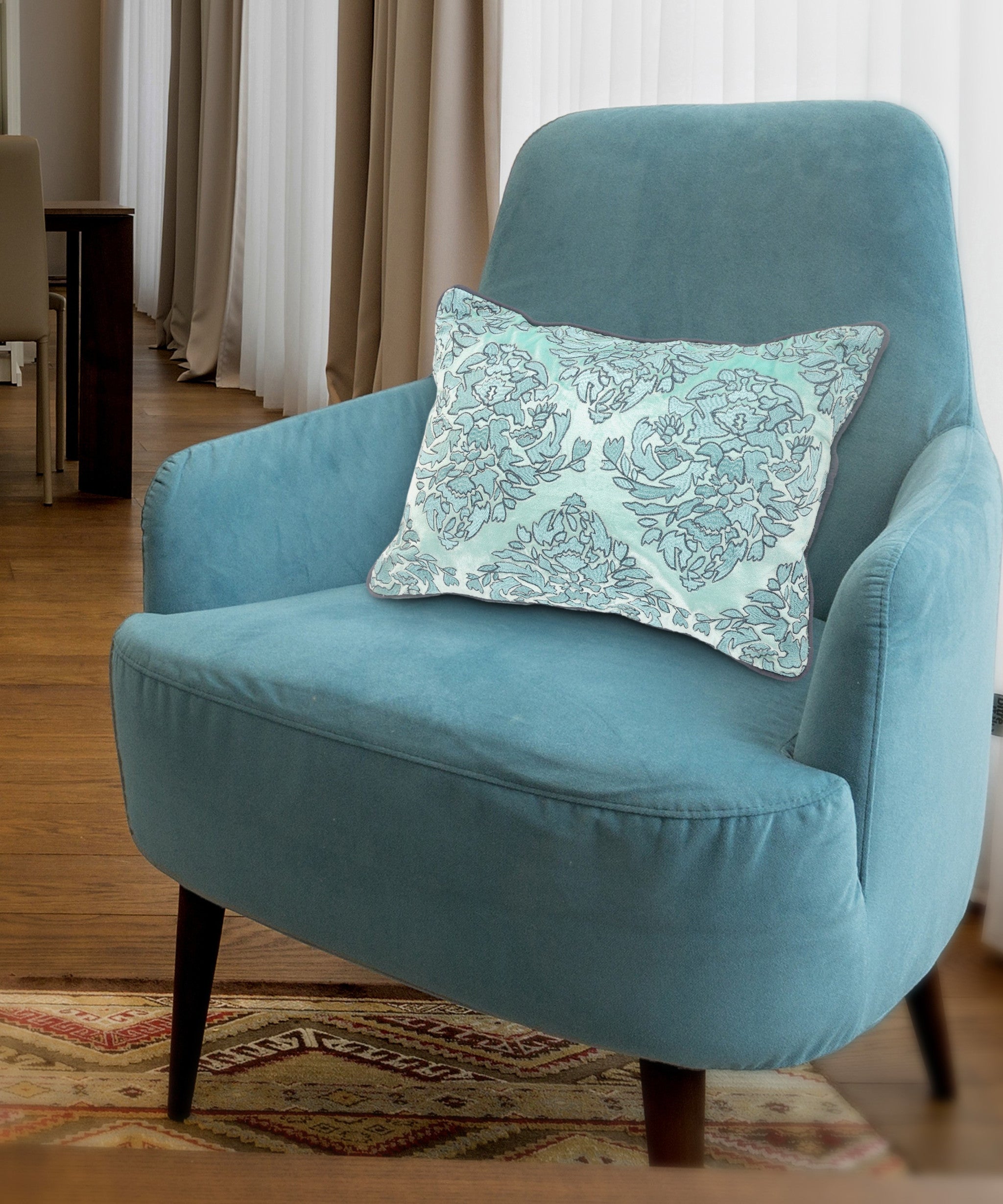 兩個裝 14 英寸 X 20 英寸藍色抽象拉鍊 100% 純棉抱枕