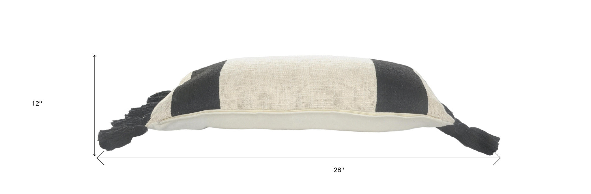 Set Of Two 20" X 20" Black Striped Zippered 100% Cotton Throw Pillow