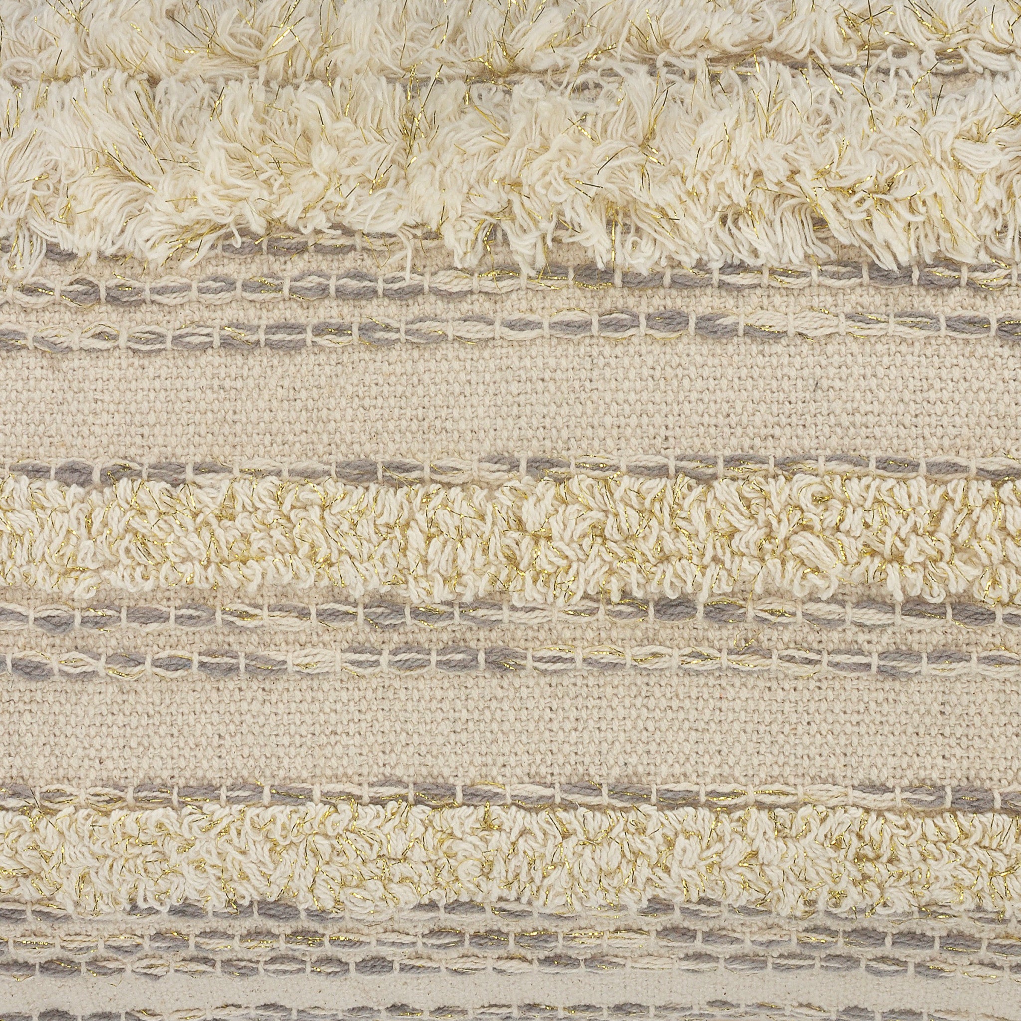 兩件套 20" X 20" 奶油色條紋拉鍊 100% 純棉抱枕