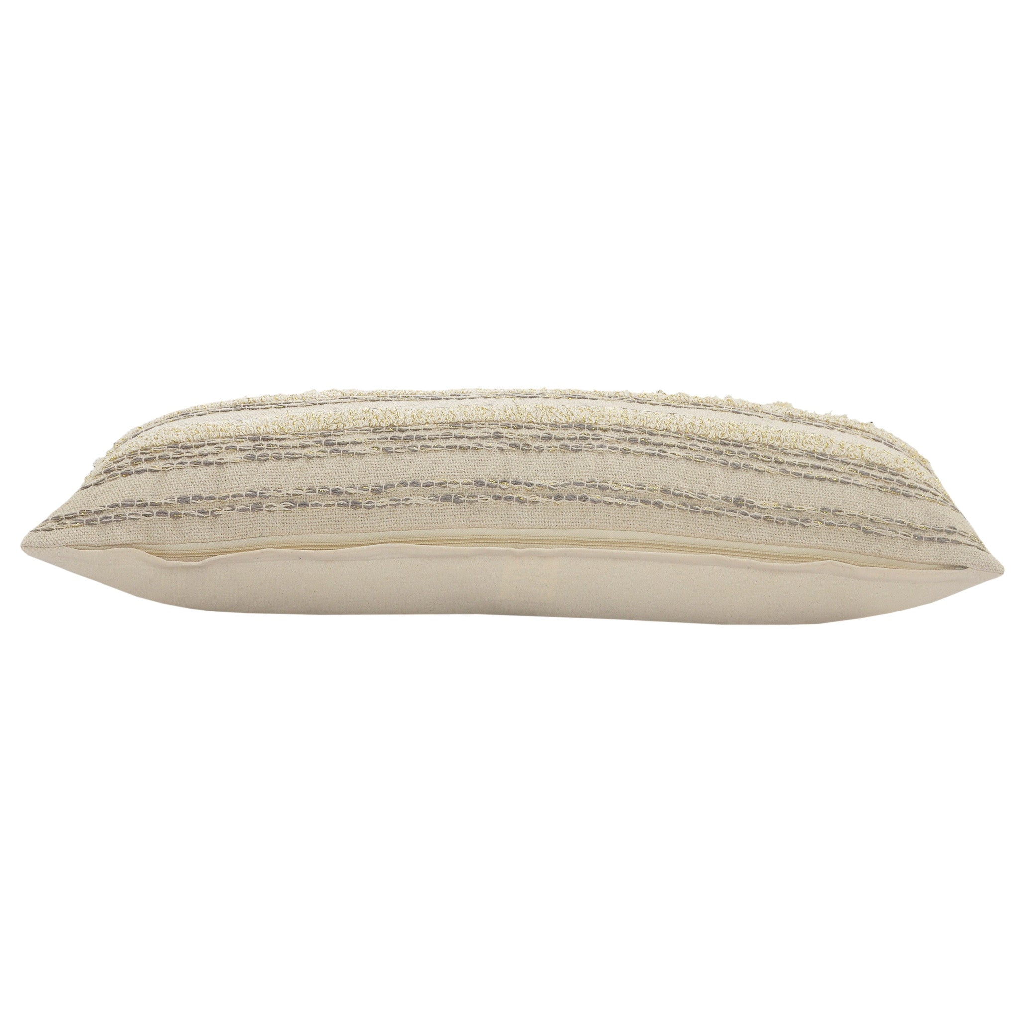 兩件套 20" X 20" 奶油色條紋拉鍊 100% 純棉抱枕