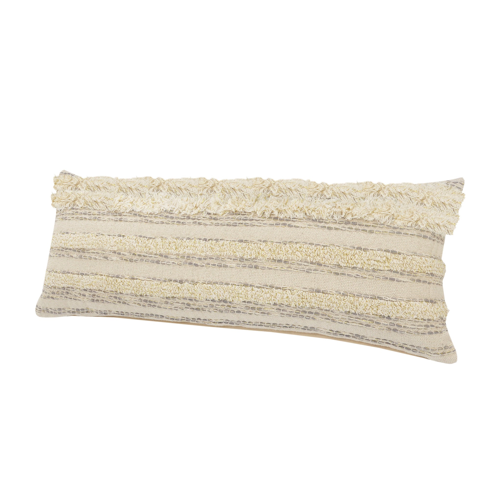 兩件套 20" X 20" 奶油色條紋拉鍊 100% 純棉抱枕