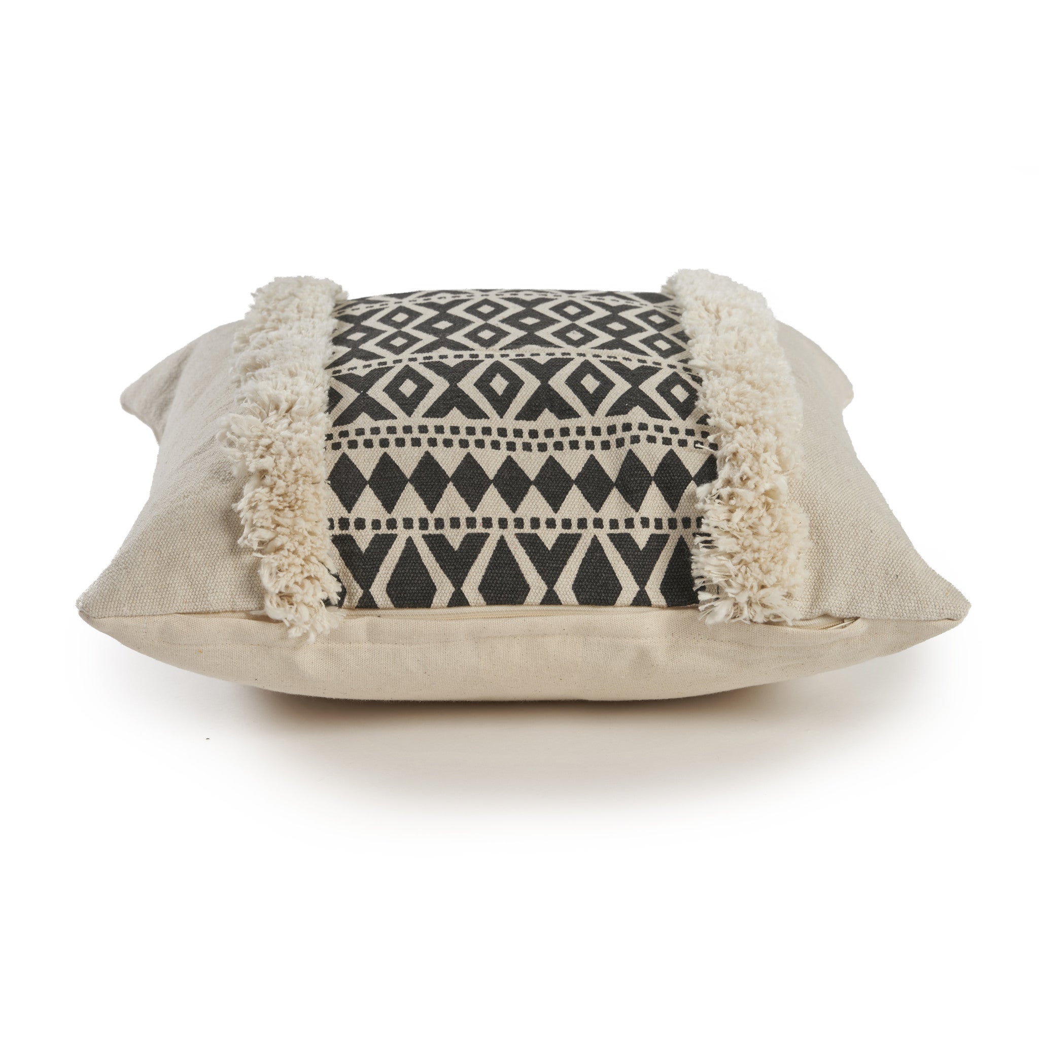 Set Of Two 18" X 18" Black Geometric Zippered 100% Cotton Throw Pillow