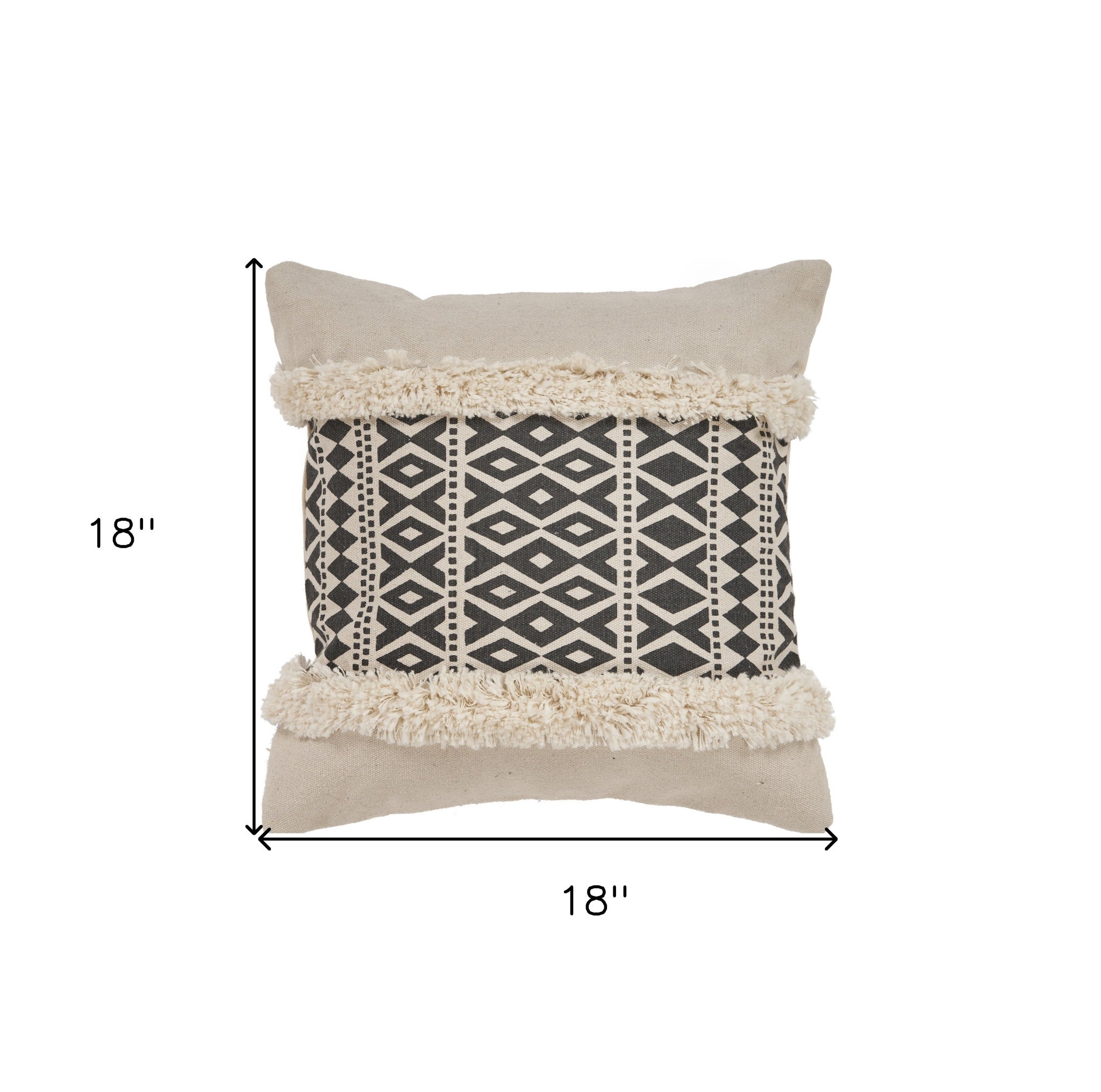 Set Of Two 18" X 18" Black Geometric Zippered 100% Cotton Throw Pillow