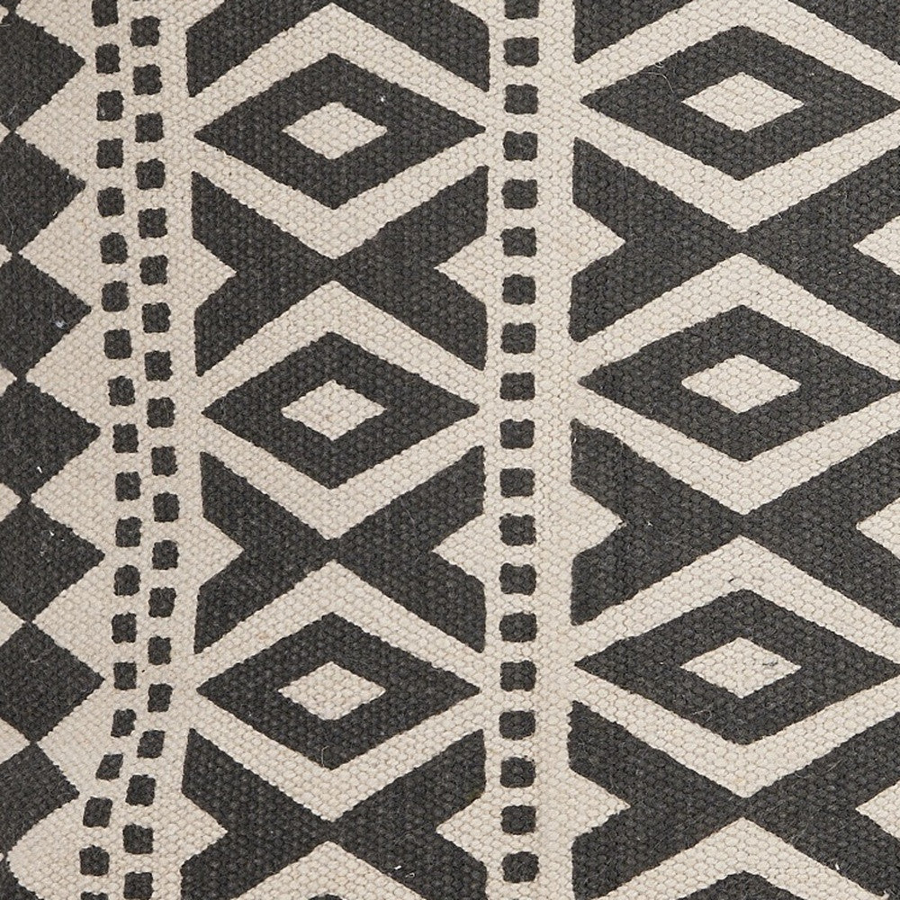 Set Of Two 18" X 18" Black Geometric Zippered 100% Cotton Throw Pillow