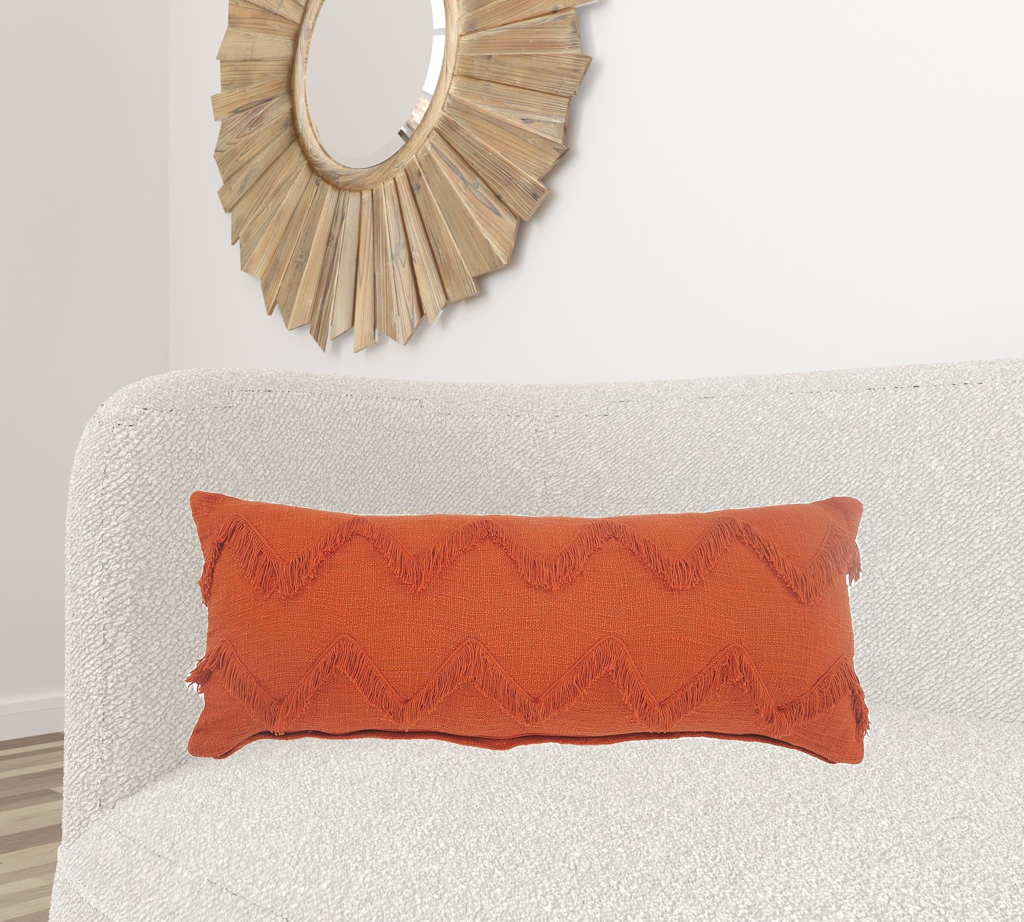 Set Of Two 14" X 36" Red Solid Color Zippered 100% Cotton Throw Pillow