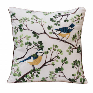 Set Of Two 20" X 20" Green Bird Animal Print Zippered Polyester Throw Pillow