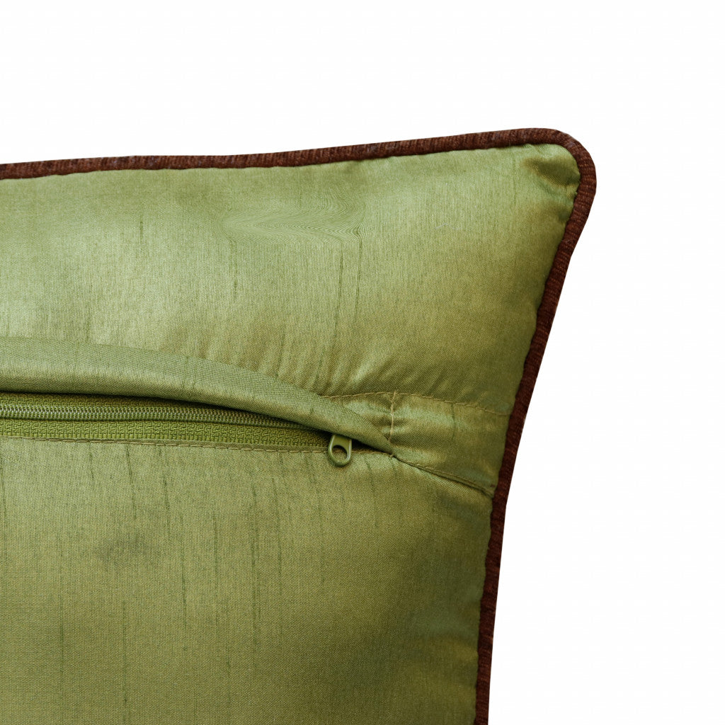 Set Of Two 20" X 20" Green Bird Animal Print Zippered Polyester Throw Pillow