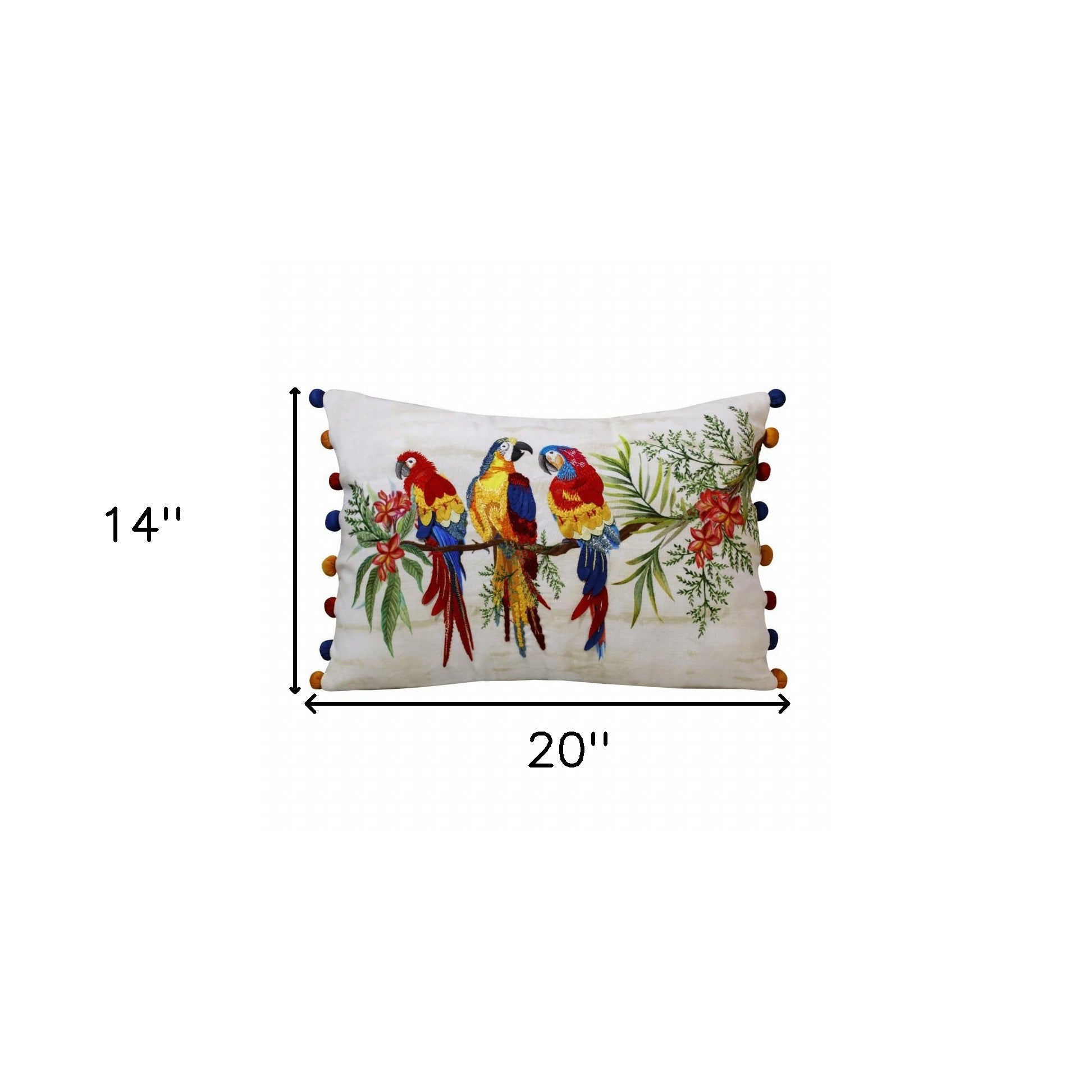 Set Of Two 14" X 20" Red Bird Animal Print Zippered Polyester Throw Pillow