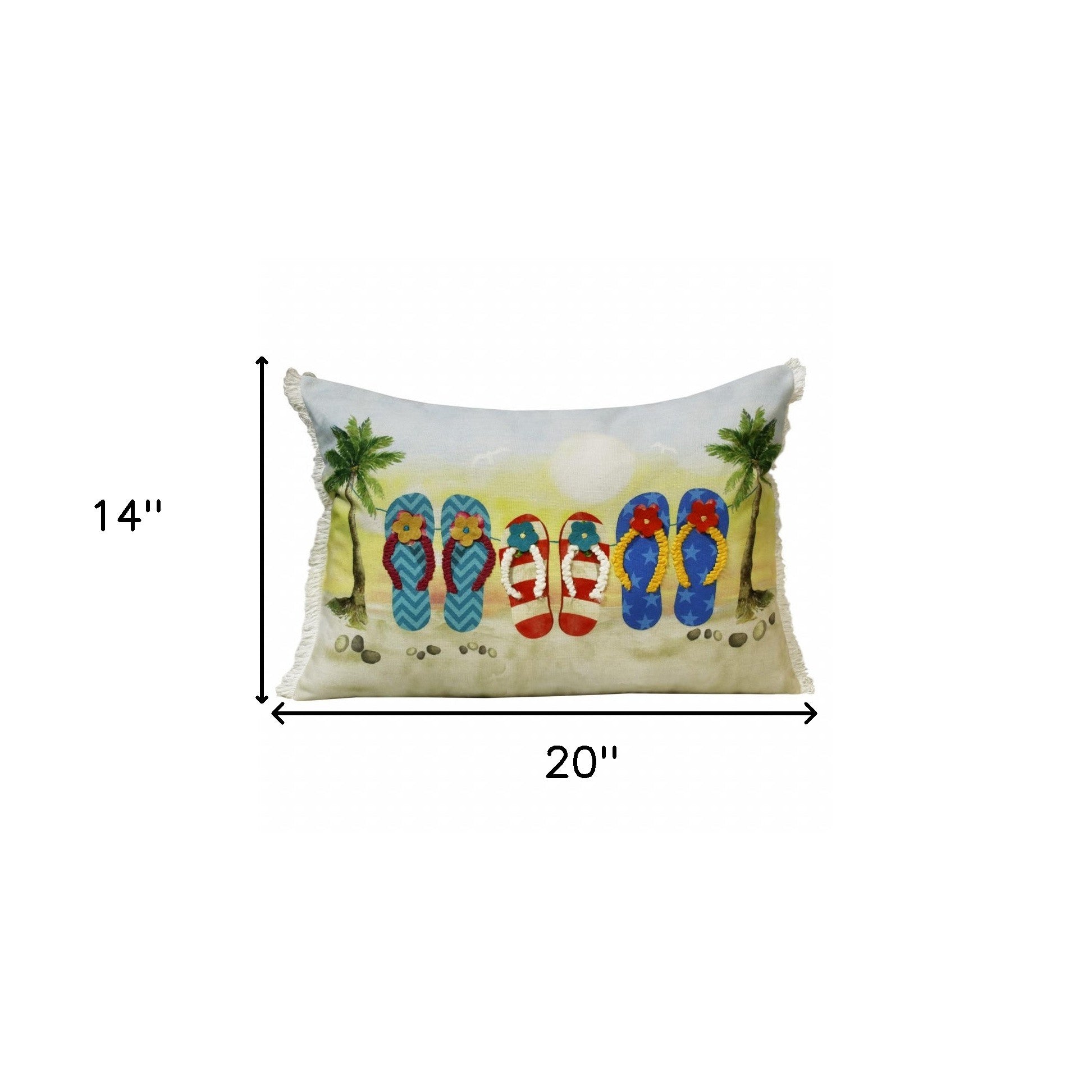 Set Of Two 14" X 20" Multicolored Tropical Zippered Polyester Throw Pillow