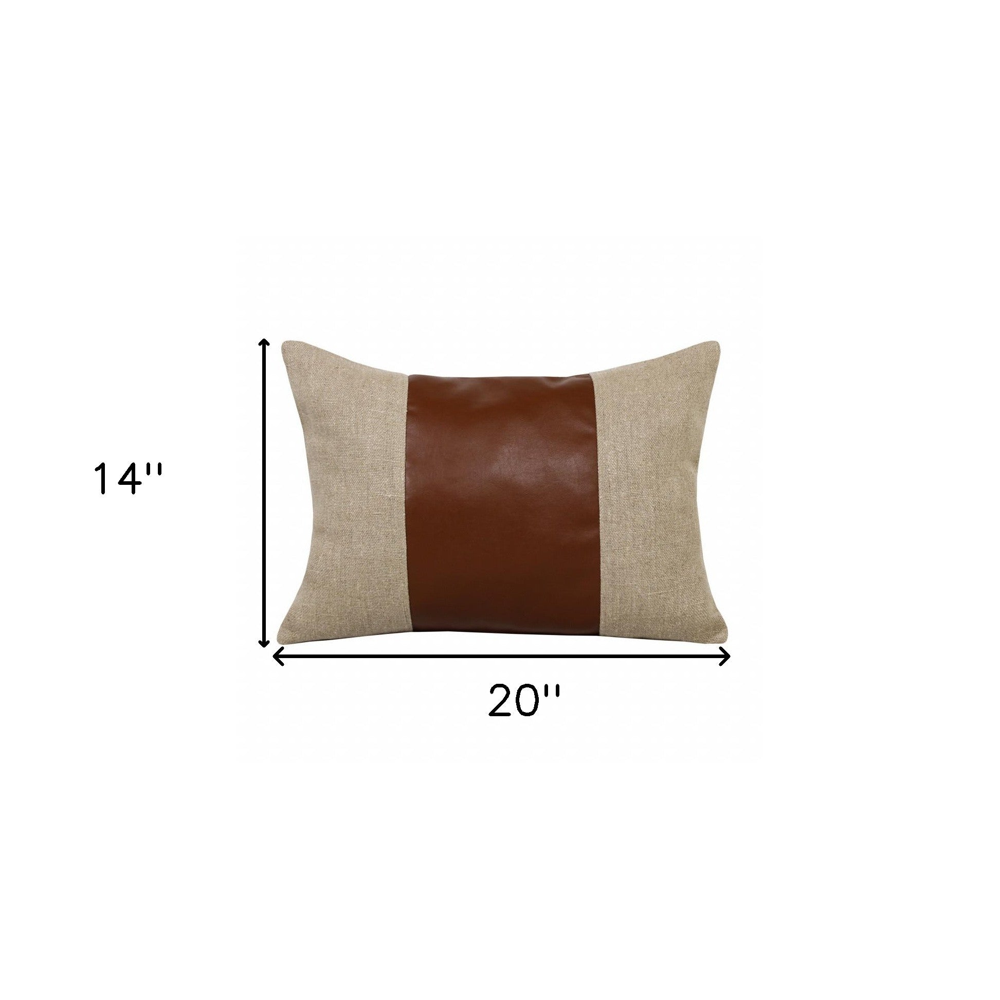 Set Of Two 14" X 20" Tan Striped Zippered Linen Throw Pillow
