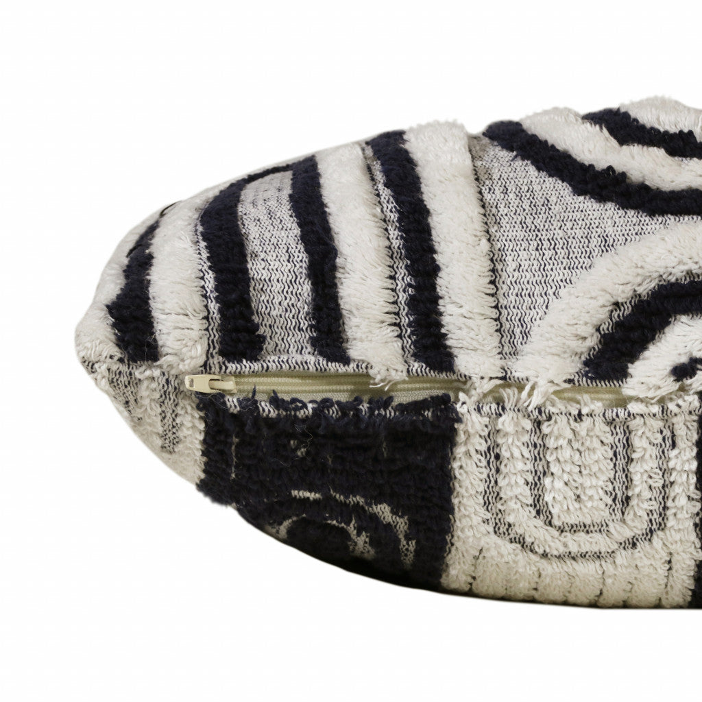 Set Of Two 14" X 36" White Geometric Zippered 100% Cotton Throw Pillow