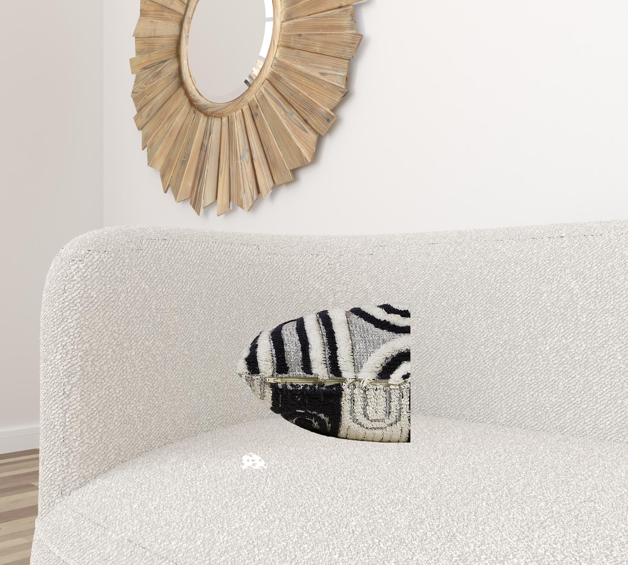 Set Of Two 14" X 36" White Geometric Zippered 100% Cotton Throw Pillow